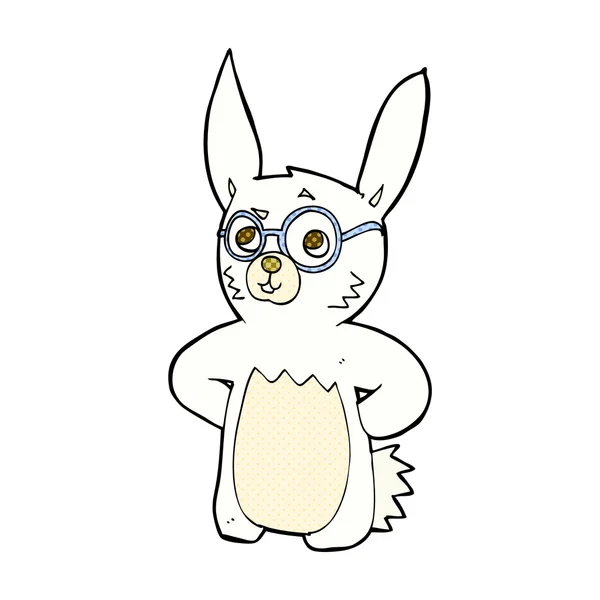 Komiks kreskówka królik noszenie okularów — Wektor stockowy