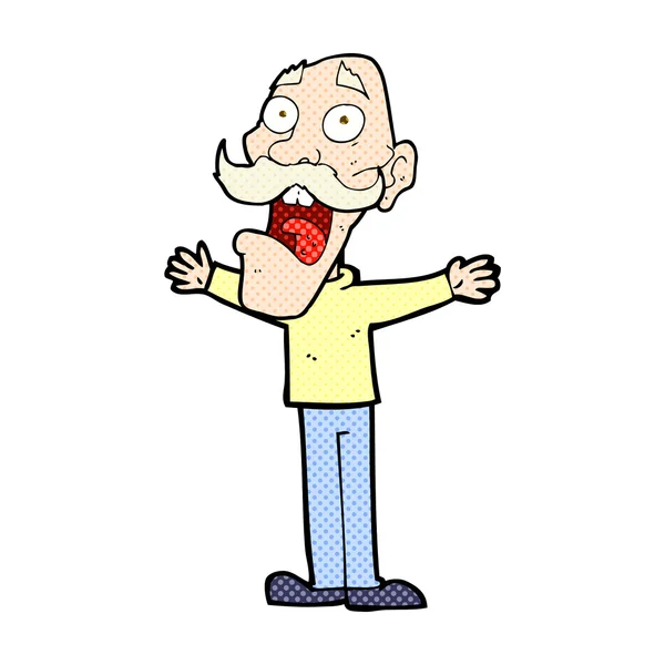 Strip cartoon benadrukt oude man — Stockvector