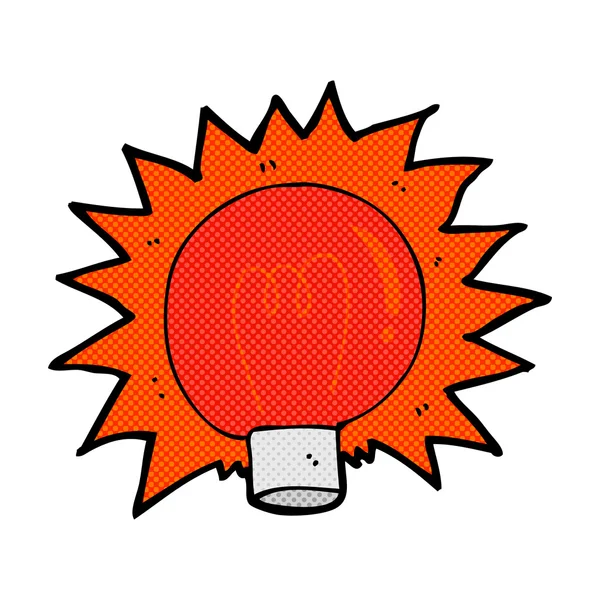 Bande dessinée clignotant ampoule rouge — Image vectorielle