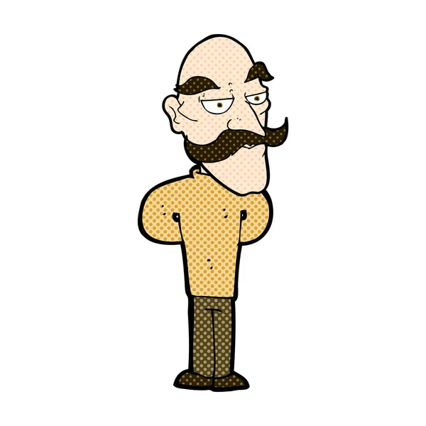 Bande dessinée vieil homme avec moustache — Image vectorielle