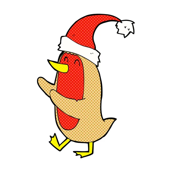 Quadrinhos desenhos animados Natal robin —  Vetores de Stock