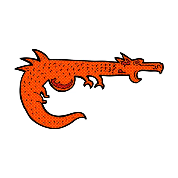 Comic cartoon medieval dragon — Stock Vector
