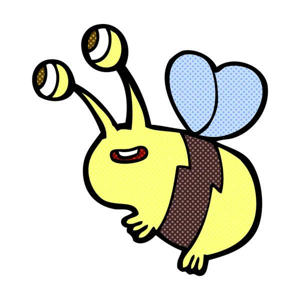 Dessin animé comique abeille heureuse — Image vectorielle