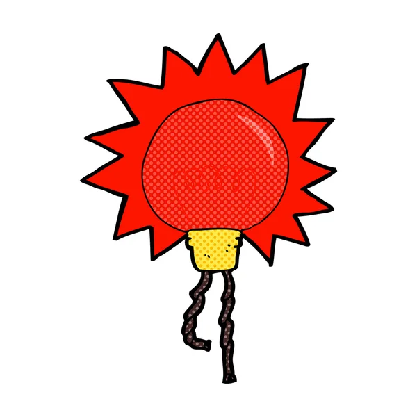 Komik karikatür kırmızı ışık ampul — Stok Vektör