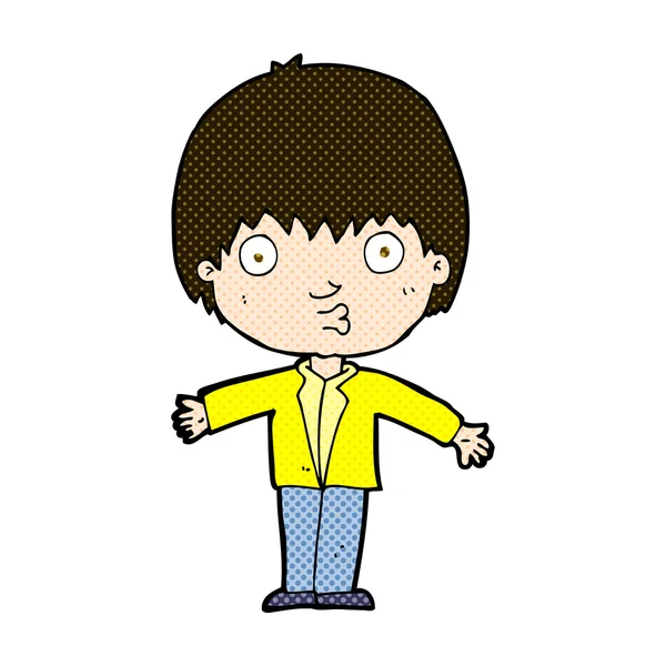 Strip cartoon verbaasd jongen — Stockvector