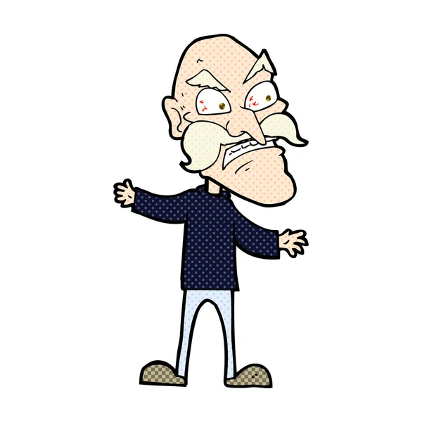 Comic cartoon angry old man — Stock Vector