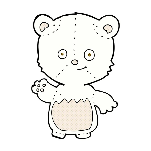 Dessin animé comique petit ours polaire agitant — Image vectorielle