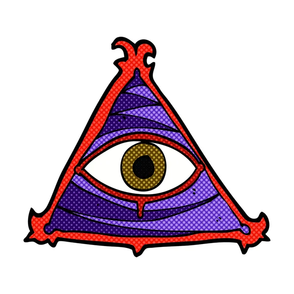 Strip cartoon mystic oog symbool — Stockvector