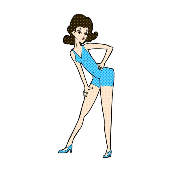 Comic Cartoon Modell Frau posiert — Stockvektor
