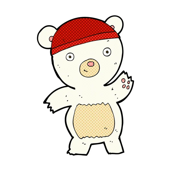Urso polar bonito desenho animado cômico — Vetor de Stock