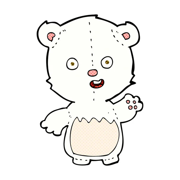 Komiska cartoon viftande polar bear cub — Stock vektor