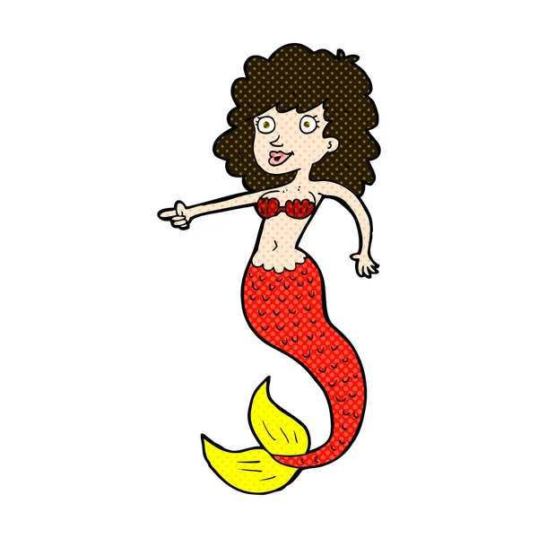 Komik karikatür deniz kızı — Stok Vektör