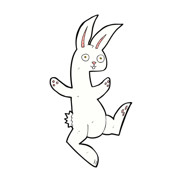 Divertido cómico de dibujos animados conejo blanco — Vector de stock