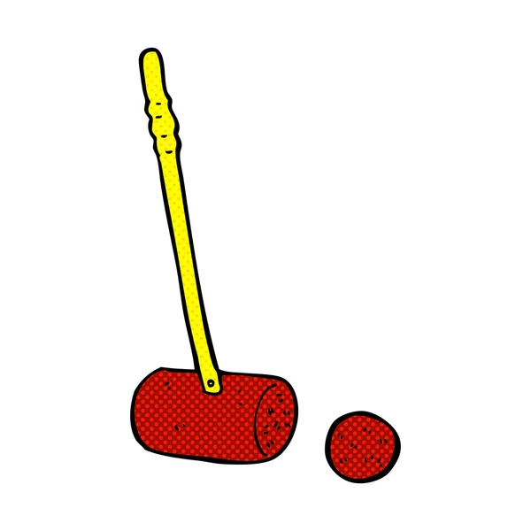 Dessin animé comique croquet maillet et balle — Image vectorielle