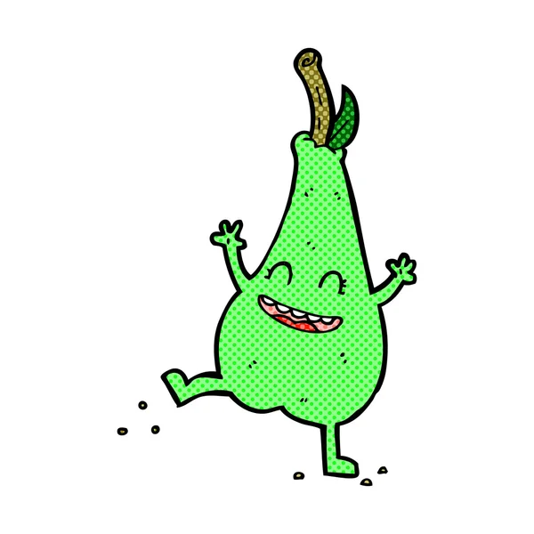 Comic cartoon happy dancing pear — Stock Vector