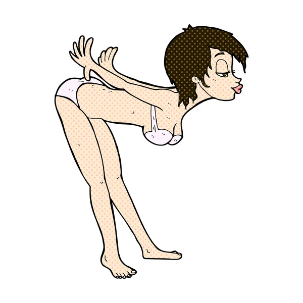 Strip cartoon pin-up girl in ondergoed — Stockvector