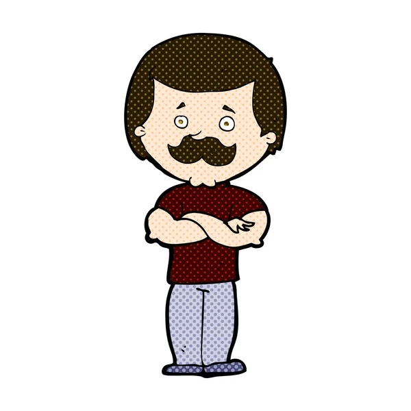 漫画卡通漫画有男子气概的小胡子的人 — 图库矢量图片