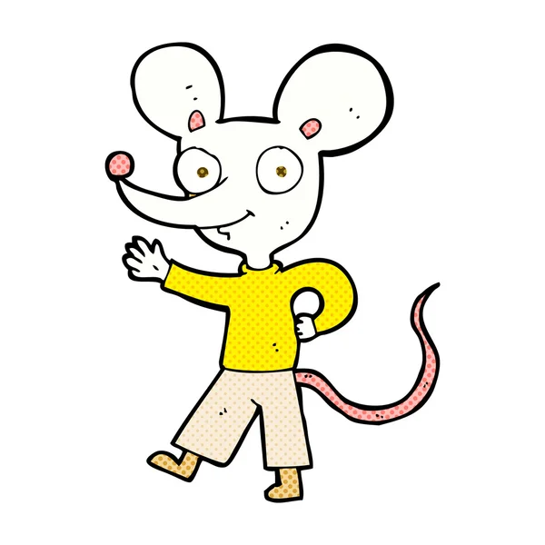 Historieta de dibujos animados ondeando ratón — Archivo Imágenes Vectoriales