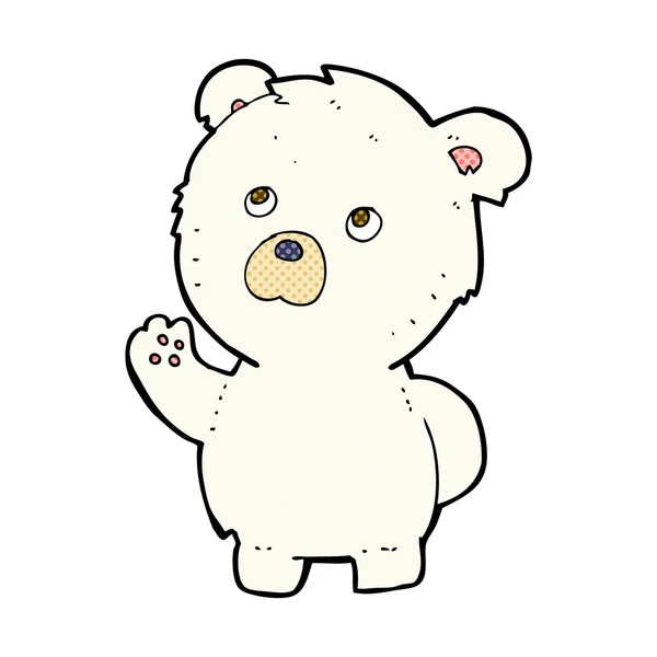 Desenho animado cômico acenando urso polar — Vetor de Stock
