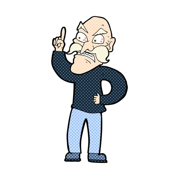 Strip cartoon oude man houdende vaststelling van voorschriften — Stockvector