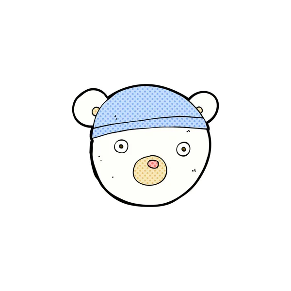 Comic cartoon polar bear cub wearing hat — Stock Vector