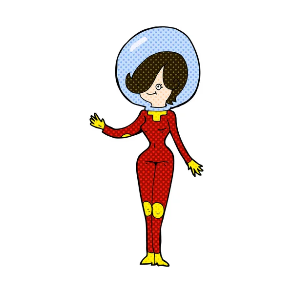 Comic cartoon space woman — Stock Vector