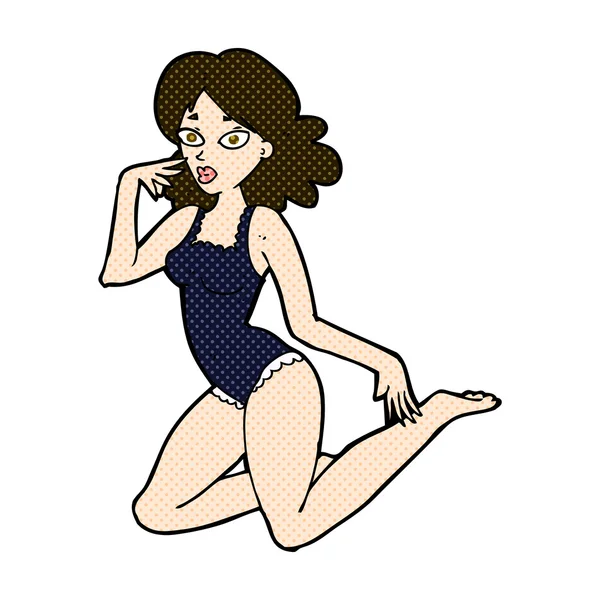 Comic-Cartoon Frau in Dessous — Stockvektor