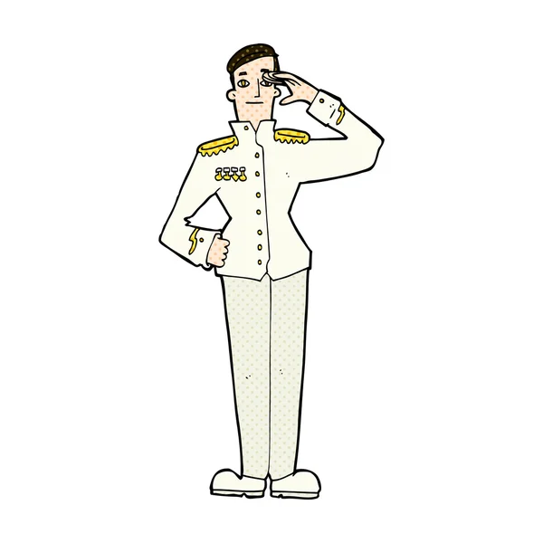 Comic cartoon military man in dress uniform — Stock Vector