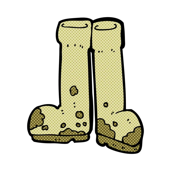 Comic cartoon muddy boots — Stock Vector
