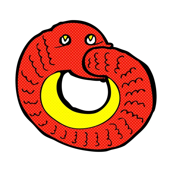 Komik karikatür yılan kendi kuyruğunu yiyor — Stok Vektör