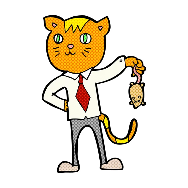 死んだマウスでコミック漫画ビジネス猫 — ストックベクタ