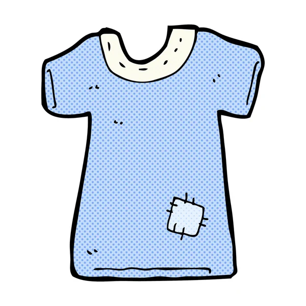 Strip cartoon gepatched oude tee shirt — Stockvector