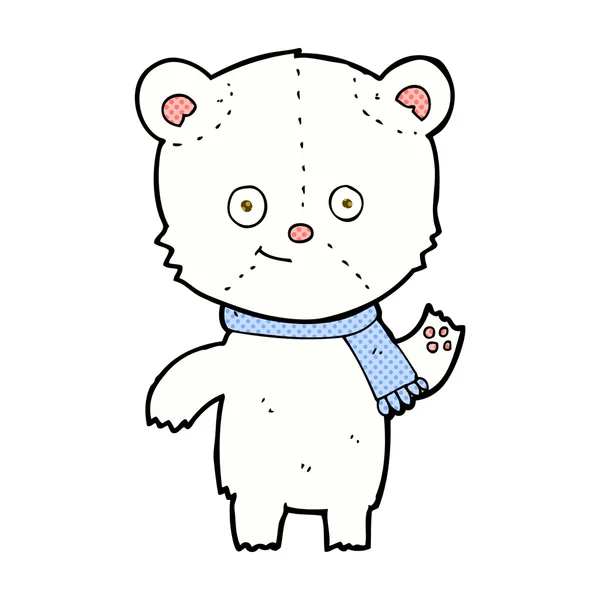 Historieta de dibujos animados oso polar ondeando — Vector de stock