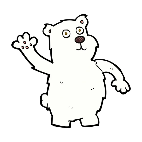 Comic cartoon waving polar bear — Stock Vector