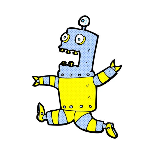 Comic dibujos animados aterrorizado robot — Vector de stock