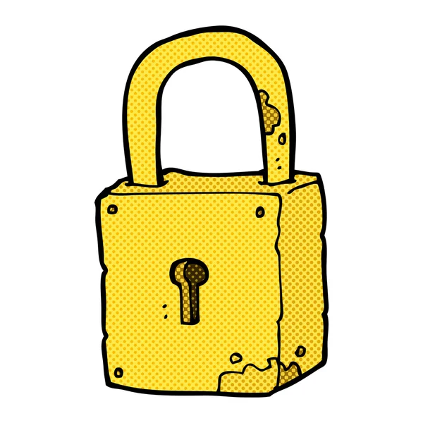 Comic cartoon rusty lock — Stock Vector