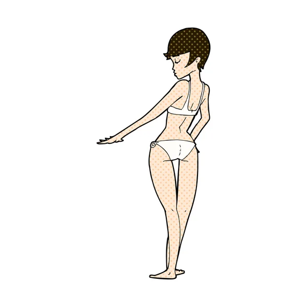 Strip cartoon vrouw in bikini — Stockvector