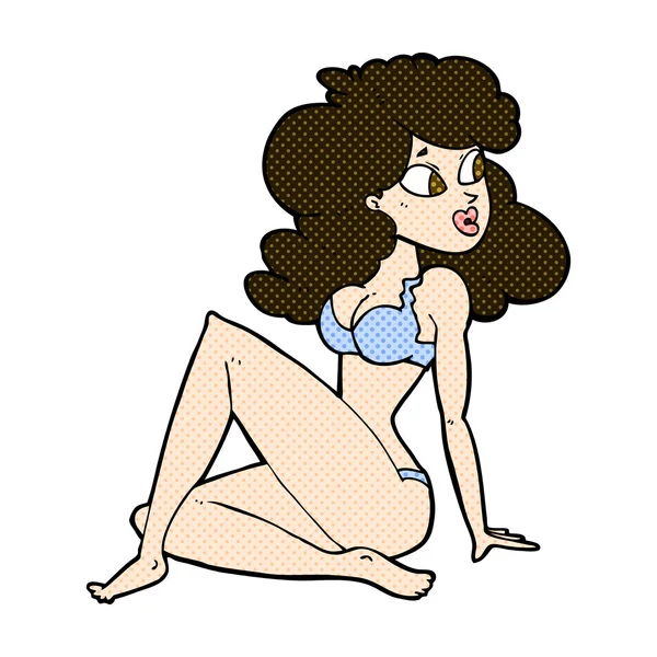 Historieta de dibujos animados mujer sexy en ropa interior — Archivo Imágenes Vectoriales