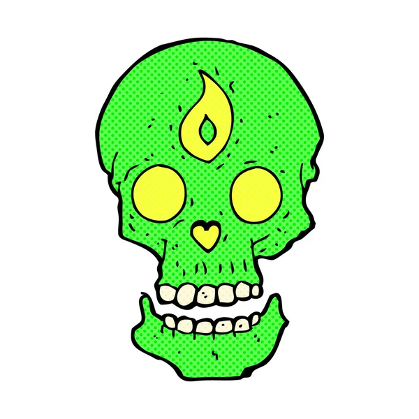 Calavera mística de dibujos animados cómicos — Vector de stock