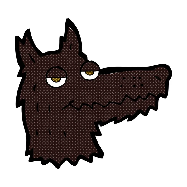 Cabeza de lobo de dibujos animados cómicos — Vector de stock