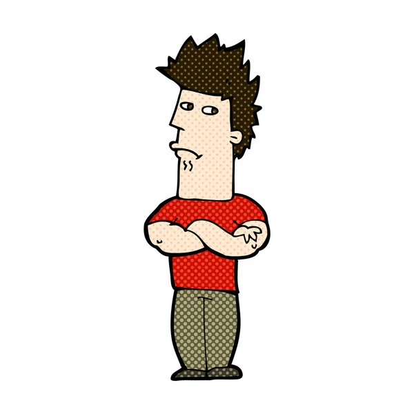 Strip cartoon man mokkend — Stockvector