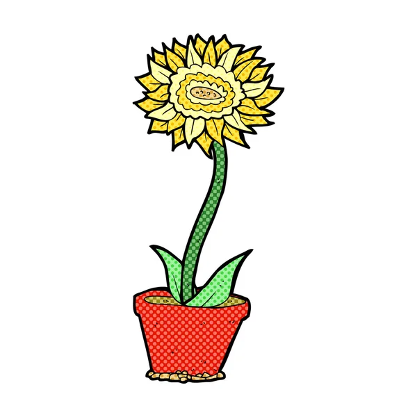 Komiska tecknad blomma i kruka — Stock vektor