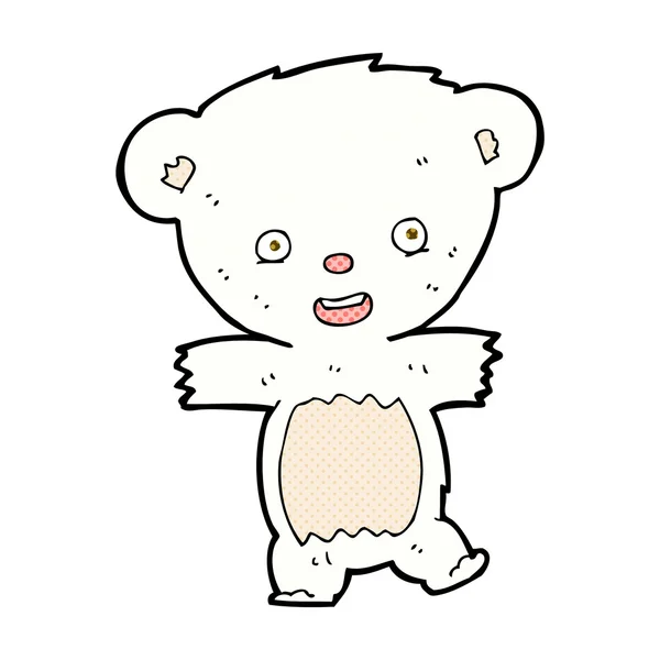 Comic cartoon teddy polar bear cub — Stock Vector