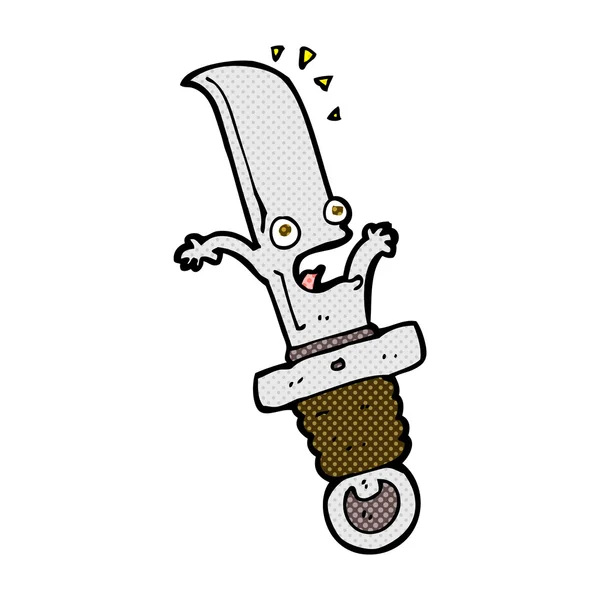 Comic cartoon frightened knife — Stock Vector