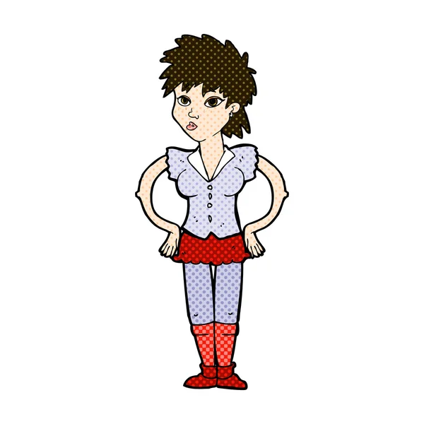 Komiksově kreslenou žena s rukama na bocích — Stockový vektor