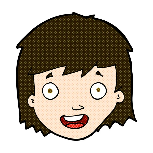 Komiska cartoon happy kvinnliga ansikte — Stock vektor