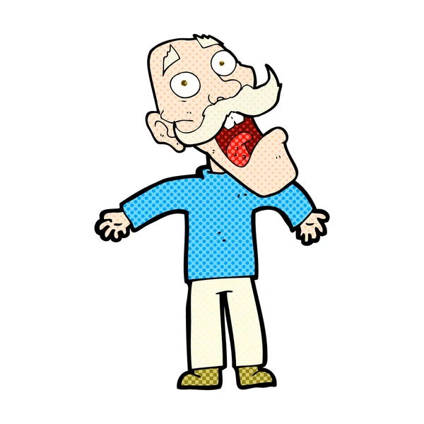 Comic cartoon terrified old man — Stock Vector