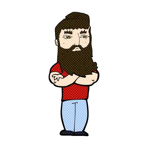 Historieta de dibujos animados hombre serio con barba — Archivo Imágenes Vectoriales