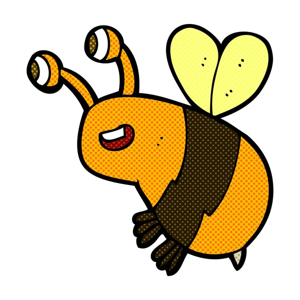 Dessin animé comique abeille heureuse — Image vectorielle