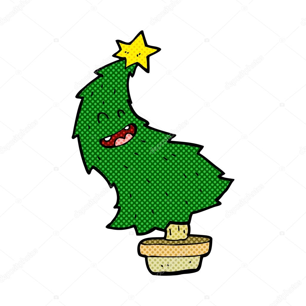 Comic Cartoon Dancing Christmas Tree Stock Vector C Lineartestpilot